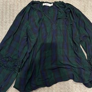 vineyard vines green and navy plaid medium top